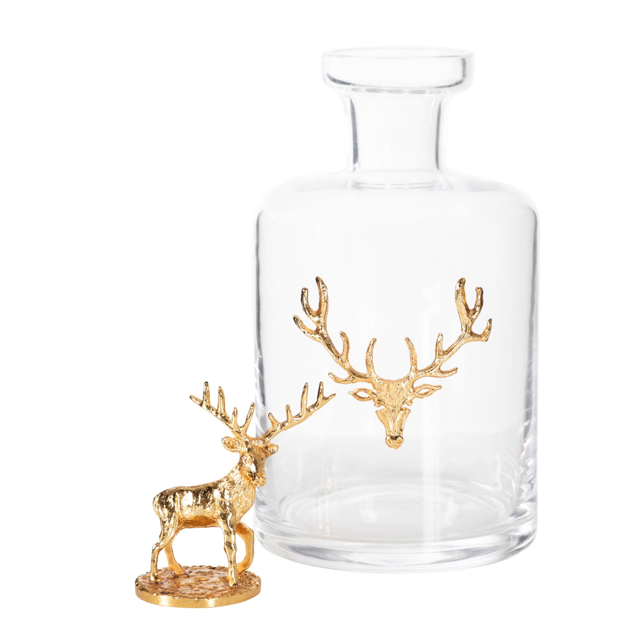 01da33e9-1ed6-47da-92d6-fc53ec52ea1f Графин с фигуркой оленя, золотой