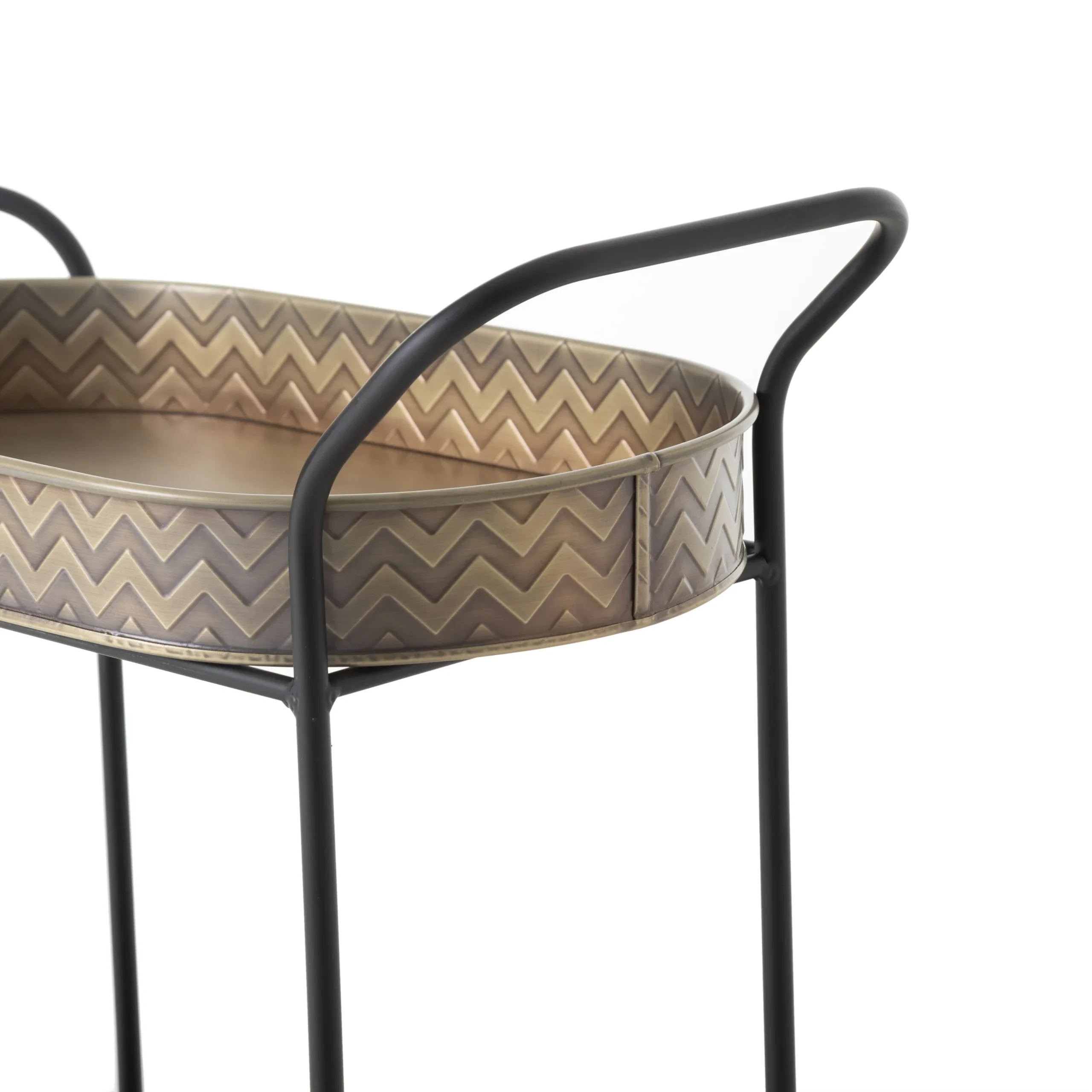 Золотая двухъярусная овальная сервисная тележка