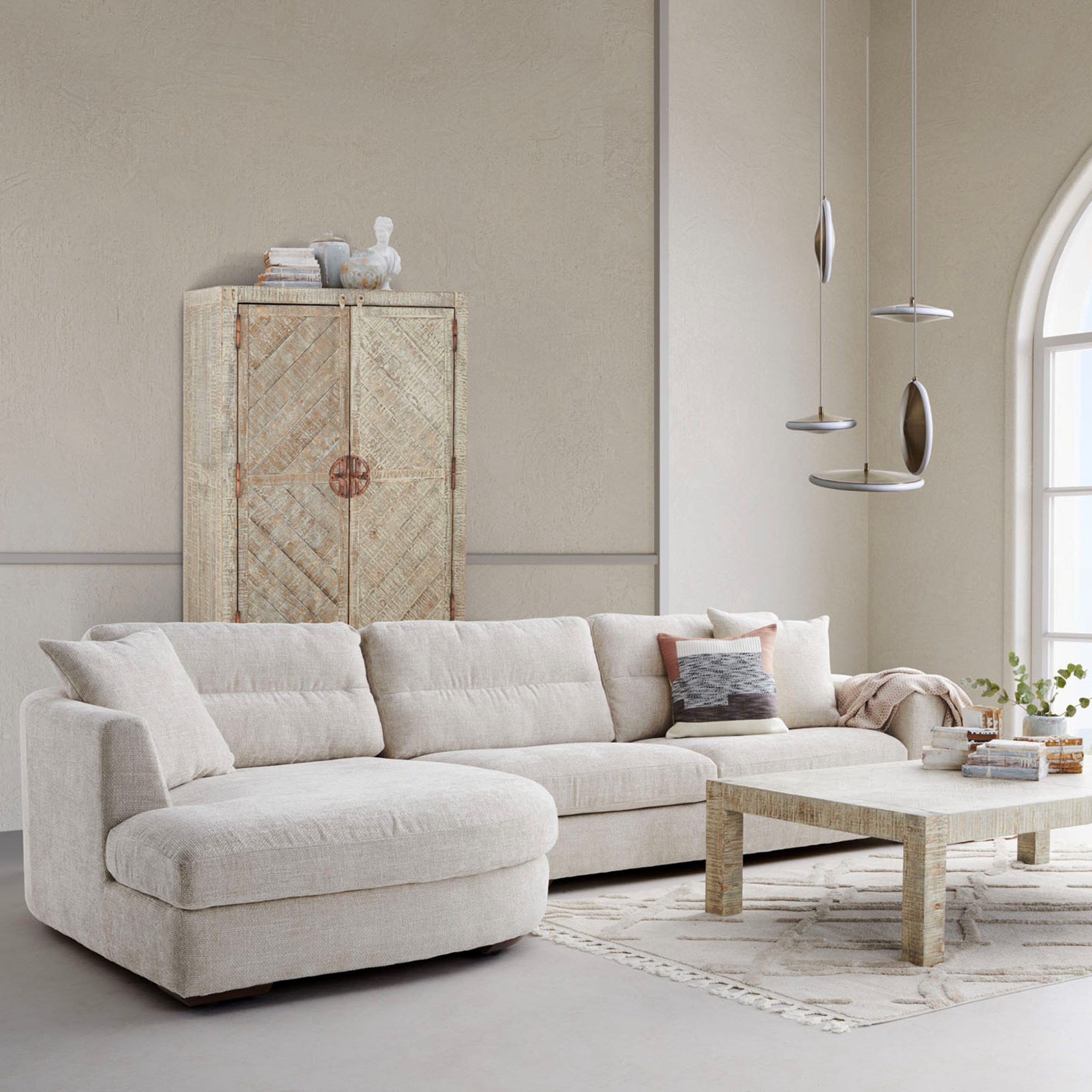 Левое сиденье breda L-образной формы, натуральное