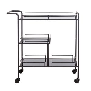 Черная двухъярусная сервировочная тележка