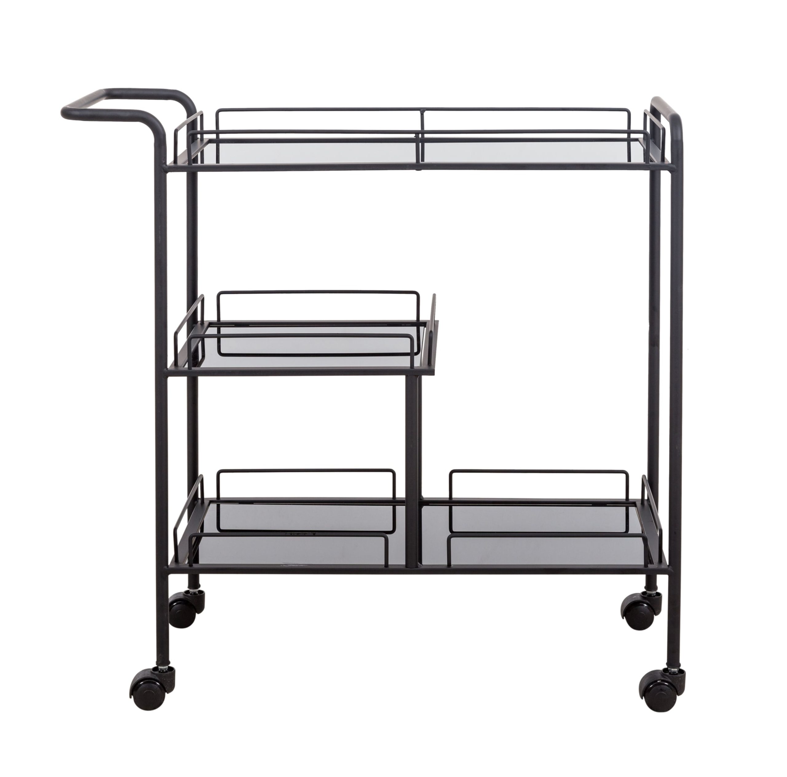 Черная двухъярусная сервировочная тележка