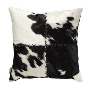 Кожаная подушка «Софья», черно-белая, 45х45 см