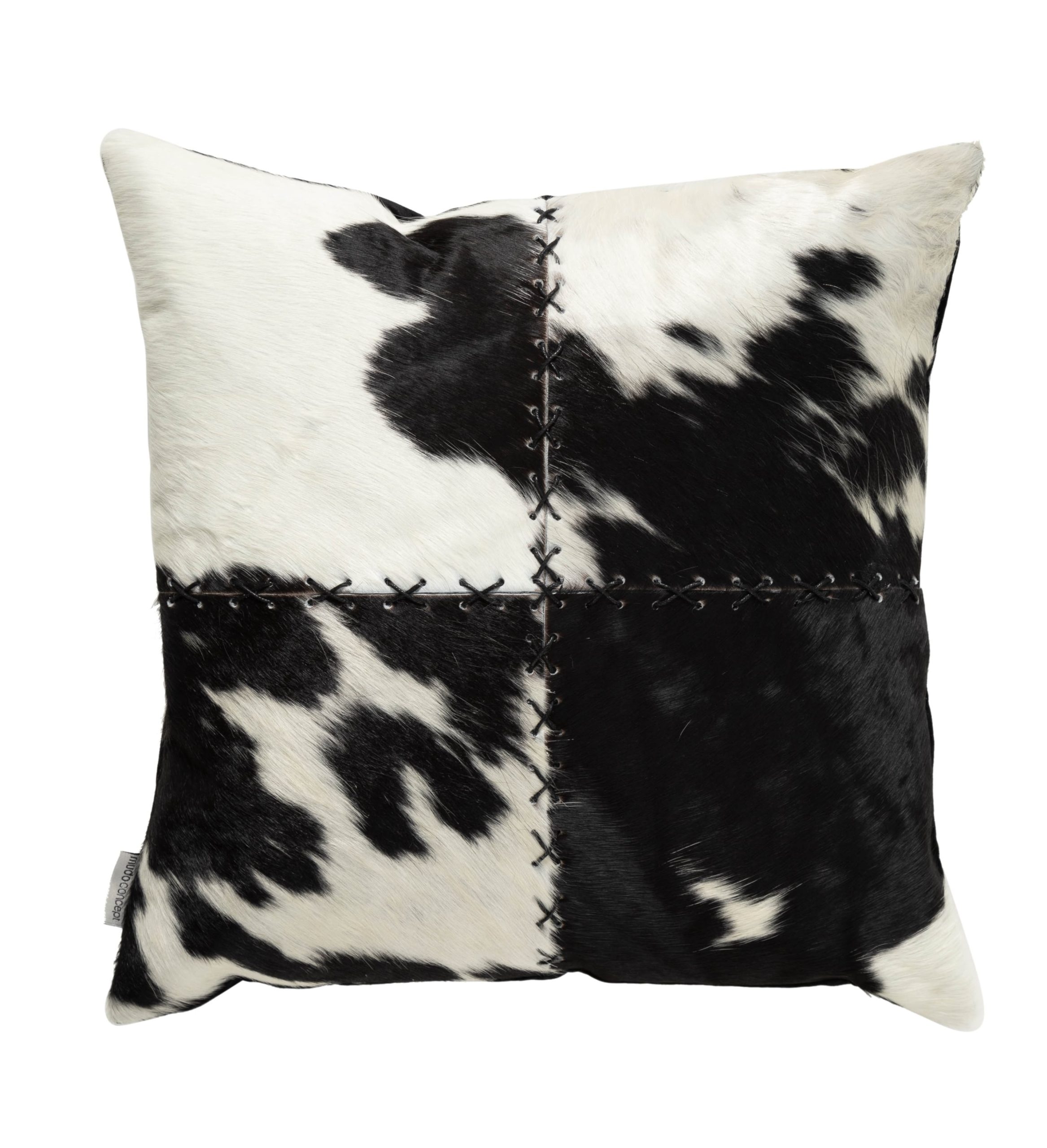 Кожаная подушка «Софья», черно-белая, 45х45 см