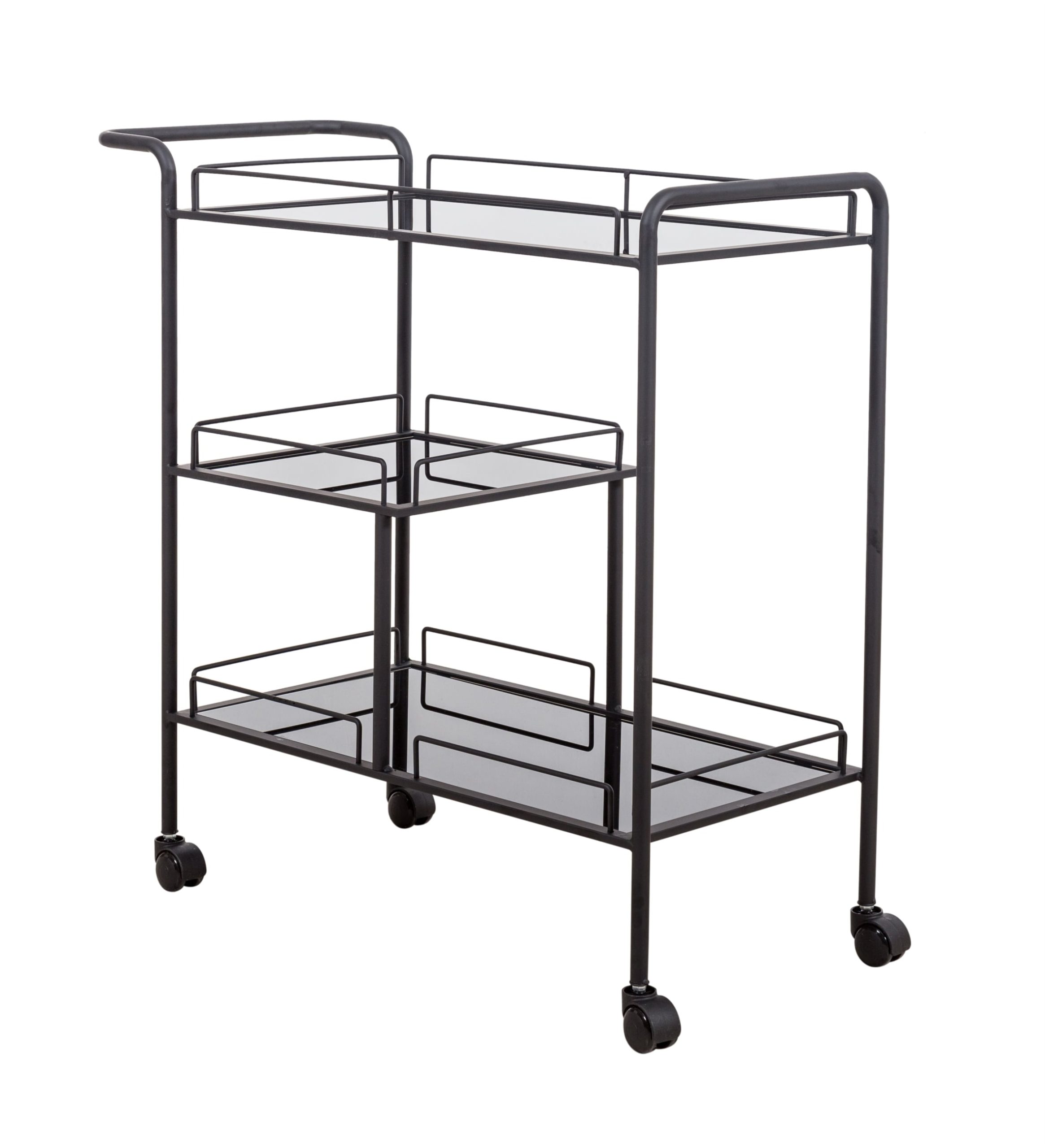 Черная двухъярусная сервировочная тележка